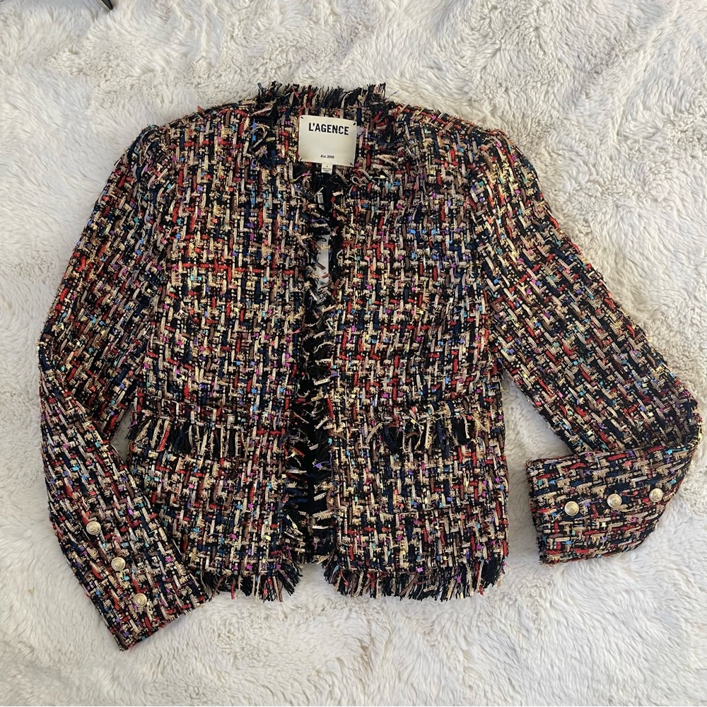 L'AGENCE Multicolor Tweed Jacket